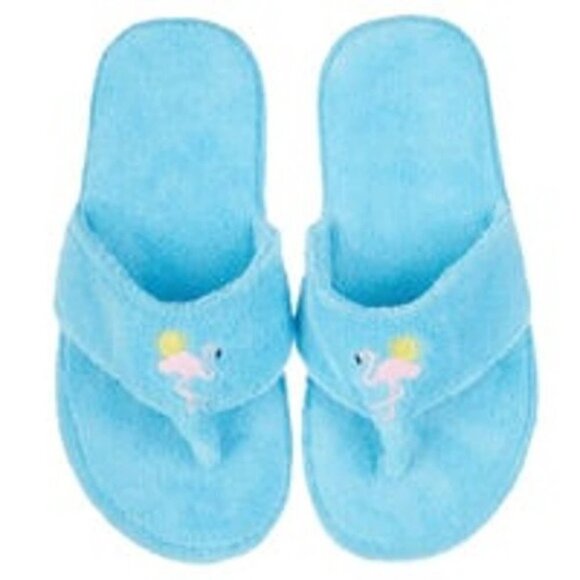 CAPELLI New York Womens Flamingo Ultraplush Flip-Flops Large (8/9) Blue - Picture 2 of 7